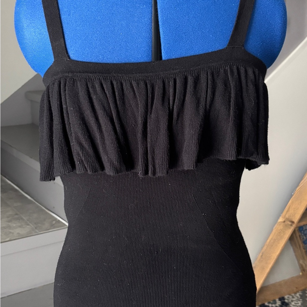 Express Black Ruffled Sleeveless Tank Top